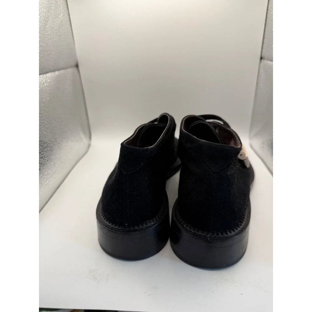 Goffredo Fantini Black Suede Chukka Boots Italy Metal Toggle Square Toe Mens 37‎